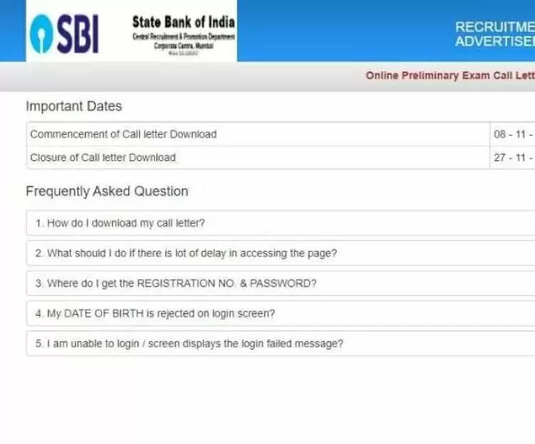एसबीआई पीओ प्रीलिम्स एडमिट कार्ड sbi.co.in पर जारी, 20, 21, 27 को होगी परीक्षा
